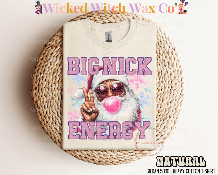 Big Nick Energy - Pink Santa T-Shirt