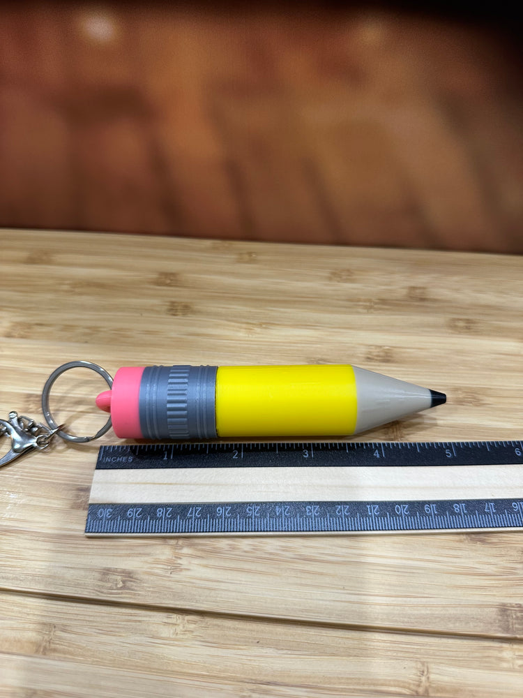 Pencil Themed Lip Balm Holder Keychain 3D Printed - Standard