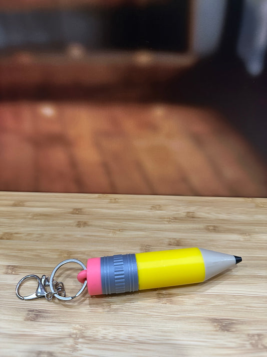 Pencil Themed Lip Balm Holder Keychain 3D Printed - PERSONALIZED