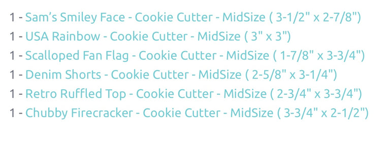 Retro 4th of July - Cookie Cutters -  3D Printed (6b's Creations) - Full Size (Copy)